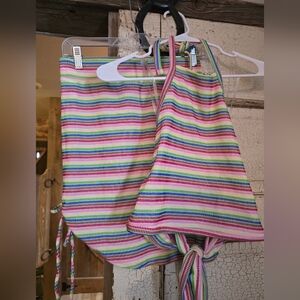 Striped Multicolor Target Pride Outfit Skirt Top Shirt XS, Small Like New